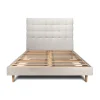 Sommeil De Plomb Lit avec tête de lit capitonnée et sommier kit - Lit en bois massif