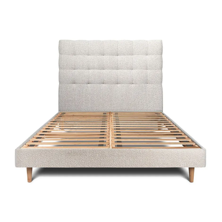 Sommeil De Plomb Lit avec tête de lit capitonnée et sommier kit - Lit en bois massif