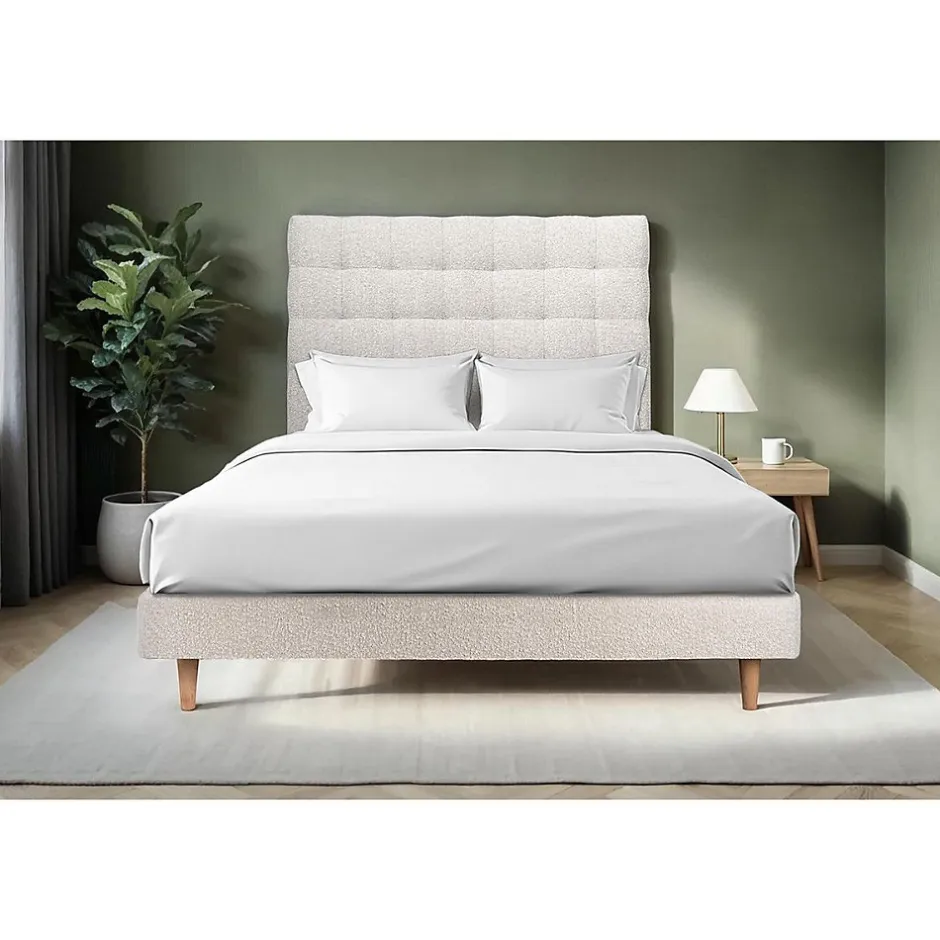 Sommeil De Plomb Lit avec tête de lit capitonnée et sommier kit - Lit en bois massif