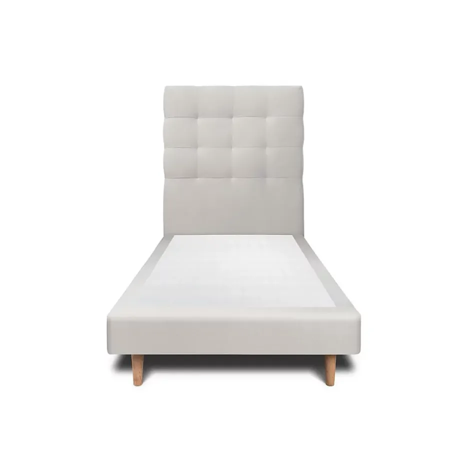 Sommeil De Plomb Lit avec tête de lit capitonnée velours et sommier - Lit en bois massif