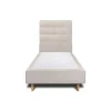 Sommeil De Plomb Lit avec tête de lit capitonnée tissu et sommier tapissier - Lit en bois massif