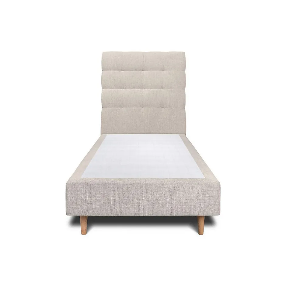 Sommeil De Plomb Lit avec tête de lit capitonnée tissu et sommier tapissier - Lit en bois massif