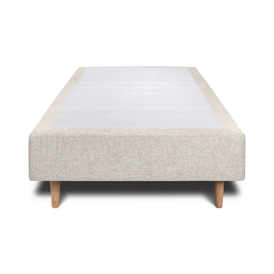 Sommeil De Plomb Lit avec tête de lit capitonnée tissu et sommier tapissier - Lit en bois massif