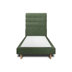 Sommeil De Plomb Lit avec tête de lit capitonnée tissu et sommier tapissier - Lit en bois massif New