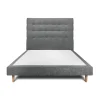 Sommeil De Plomb Lit avec tête de lit capitonnée tissu et sommier tapissier - Lit en bois massif New
