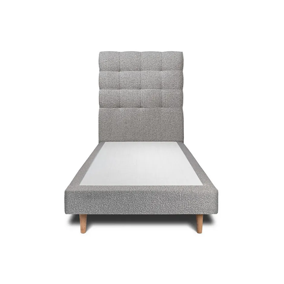 Sommeil De Plomb Lit avec tête de lit capitonnée et sommier tapissier - Lit en bois massif Sale