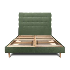 Sommeil De Plomb Lit avec tête de lit capitonnée tissu et sommier kit - Lit en bois massif Hot