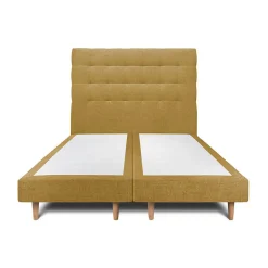 Sommeil De Plomb Lit avec tête de lit capitonnée tissu et sommier tapissier - Lit en bois massif