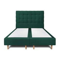 Sommeil De Plomb Lit avec tête de lit capitonnée velours et sommier - Lit en bois massif
