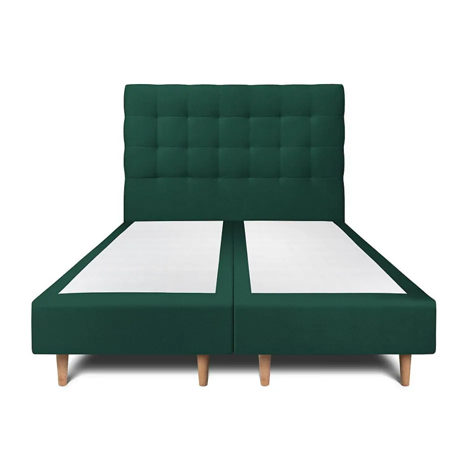 Sommeil De Plomb Lit avec tête de lit capitonnée velours et sommier - Lit en bois massif