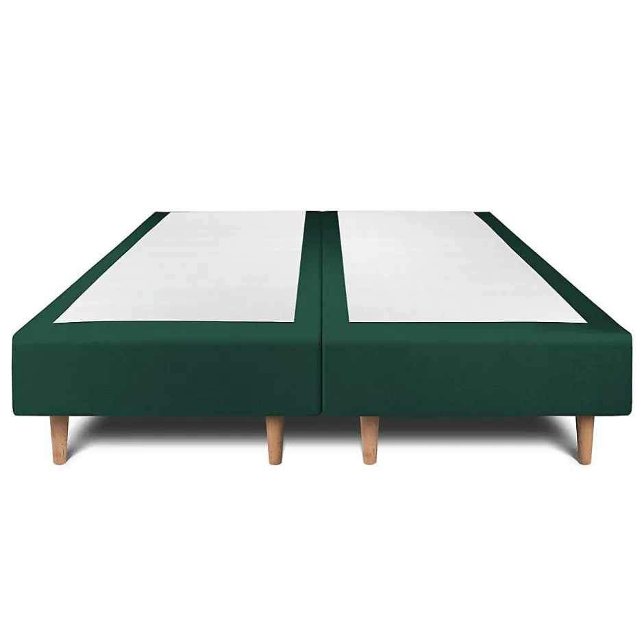 Sommeil De Plomb Lit avec tête de lit capitonnée velours et sommier - Lit en bois massif