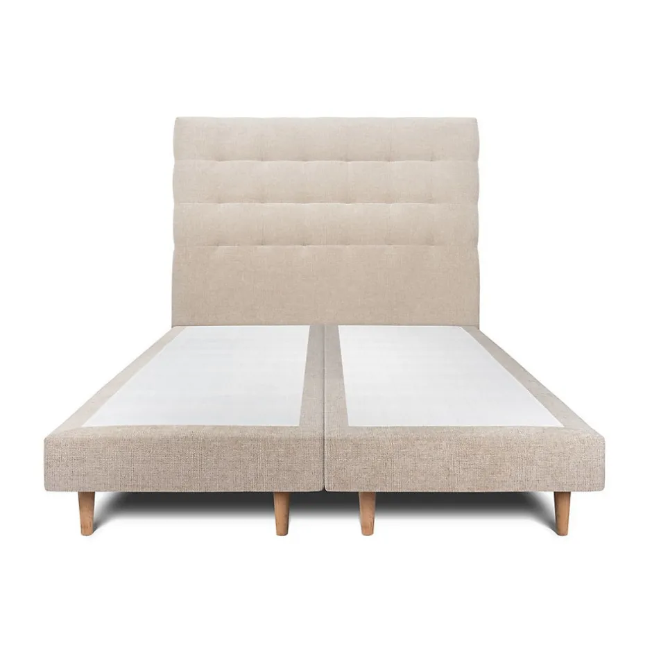 Sommeil De Plomb Lit avec tête de lit capitonnée tissu et sommier tapissier - Lit en bois massif
