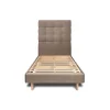 Sommeil De Plomb Lit avec tête de lit capitonnée velours et sommier kit - Lit en bois massif