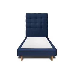Sommeil De Plomb Lit avec tête de lit capitonnée velours et sommier - Lit en bois massif