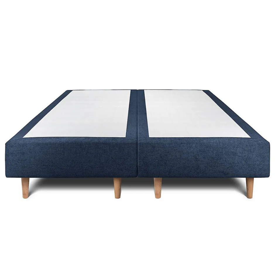 Sommeil De Plomb Lit avec tête de lit capitonnée tissu et sommier tapissier - Lit en bois massif