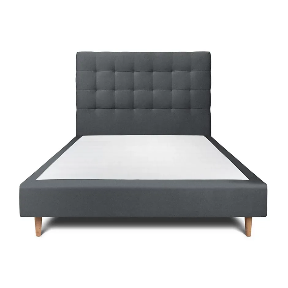 Sommeil De Plomb Lit avec tête de lit capitonnée velours et sommier - Lit en bois massif Hot