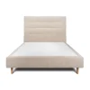 Sommeil De Plomb Lit avec tête de lit capitonnée tissu et sommier tapissier - Lit en bois massif