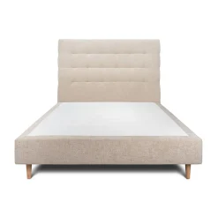 Sommeil De Plomb Lit avec tête de lit capitonnée tissu et sommier tapissier - Lit en bois massif