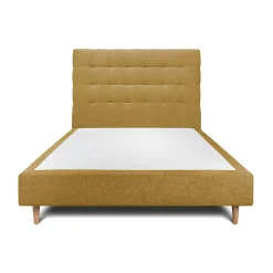 Sommeil De Plomb Lit avec tête de lit capitonnée tissu et sommier tapissier - Lit en bois massif