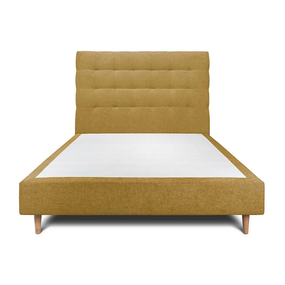 Sommeil De Plomb Lit avec tête de lit capitonnée tissu et sommier tapissier - Lit en bois massif