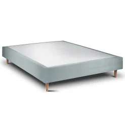 Sommeil De Plomb Lit avec tête de lit capitonnée velours et sommier - Lit en bois massif