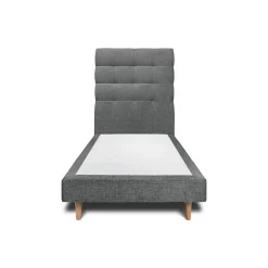Sommeil De Plomb Lit avec tête de lit capitonnée tissu et sommier tapissier - Lit en bois massif