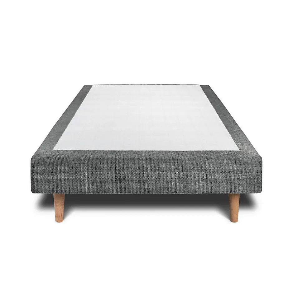 Sommeil De Plomb Lit avec tête de lit capitonnée tissu et sommier tapissier - Lit en bois massif