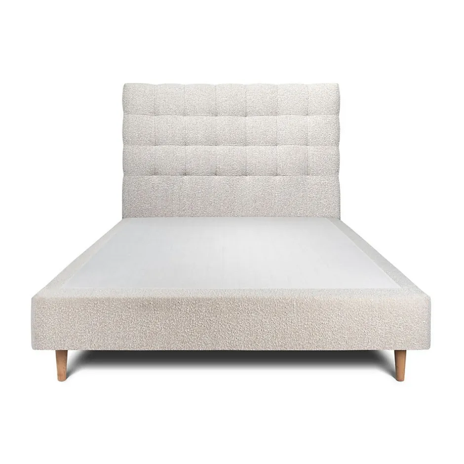 Sommeil De Plomb Lit avec tête de lit capitonnée et sommier tapissier - Lit en bois massif New