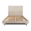 Sommeil De Plomb Lit avec tête de lit capitonnée tissu et sommier kit - Lit en bois massif