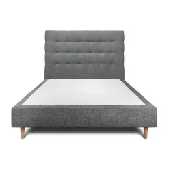 Sommeil De Plomb Lit avec tête de lit capitonnée tissu et sommier tapissier - Lit en bois massif