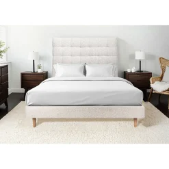 Sommeil De Plomb Lit avec tête de lit capitonnée et sommier tapissier - Lit en bois massif Online