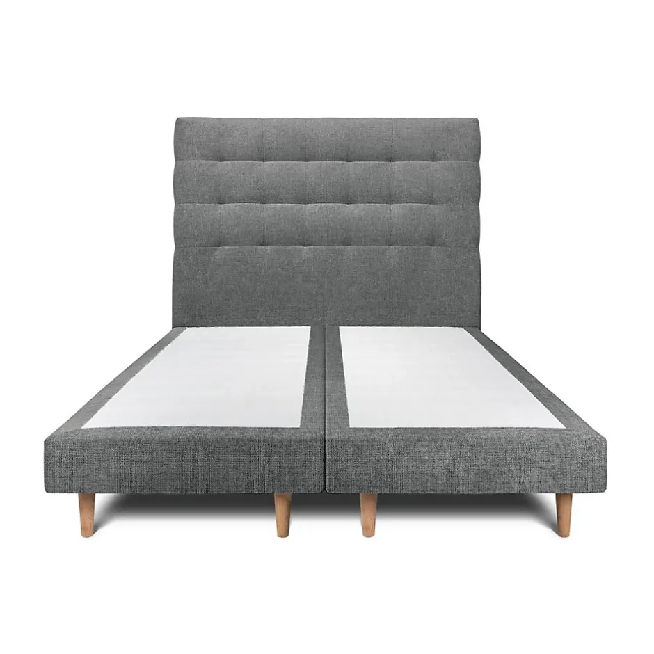 Sommeil De Plomb Lit avec tête de lit capitonnée tissu et sommier tapissier - Lit en bois massif Clearance