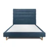 Sommeil De Plomb Lit avec tête de lit capitonnée tissu et sommier tapissier - Lit en bois massif