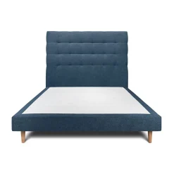 Sommeil De Plomb Lit avec tête de lit capitonnée tissu et sommier tapissier - Lit en bois massif