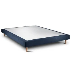 Sommeil De Plomb Lit avec tête de lit capitonnée tissu et sommier tapissier - Lit en bois massif