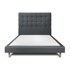 Sommeil De Plomb Lit avec tête de lit capitonnée velours et sommier - Lit en bois massif
