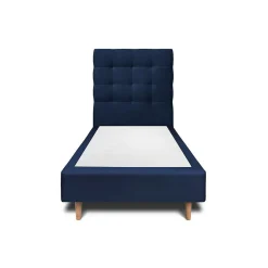 Sommeil De Plomb Lit avec tête de lit capitonnée velours et sommier - Lit en bois massif