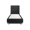 Sommeil De Plomb Lit avec tête de lit capitonnée tissu et sommier tapissier - Lit en bois massif New