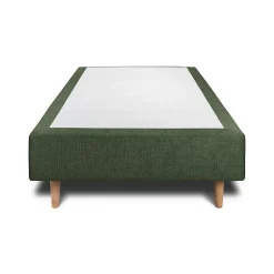 Sommeil De Plomb Lit avec tête de lit capitonnée tissu et sommier tapissier - Lit en bois massif