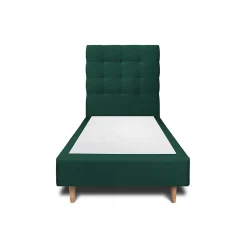 Sommeil De Plomb Lit avec tête de lit capitonnée velours et sommier - Lit en bois massif