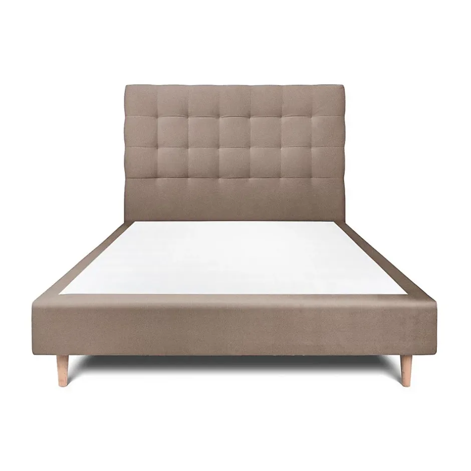 Sommeil De Plomb Lit avec tête de lit capitonnée velours et sommier - Lit en bois massif Best
