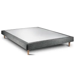 Sommeil De Plomb Lit avec tête de lit capitonnée tissu et sommier tapissier - Lit en bois massif New