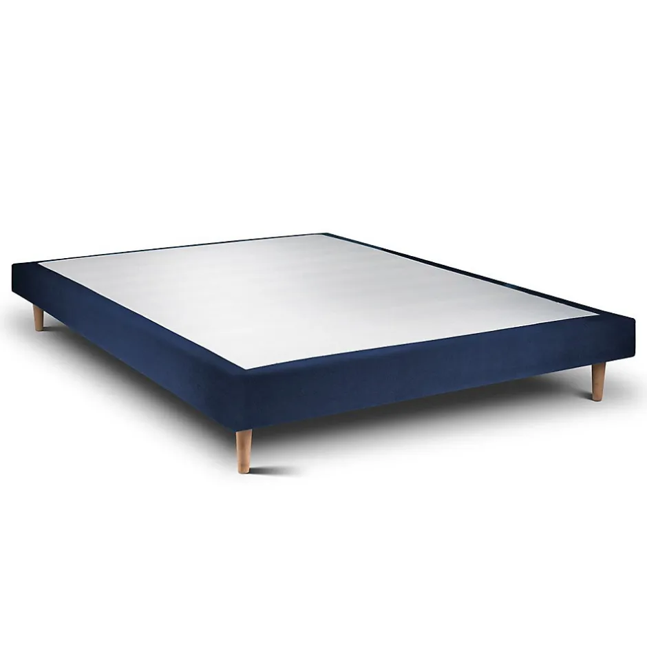 Sommeil De Plomb Lit avec tête de lit capitonnée velours et sommier - Lit en bois massif