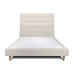 Sommeil De Plomb Lit avec tête de lit capitonnée tissu et sommier tapissier - Lit en bois massif