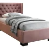 Enfant Vente-unique Lit avec tête de lit capitonnée - 90 x 200 cm - Velours rose - MASSIMO II