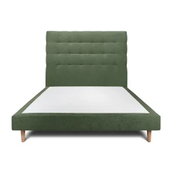 Sommeil De Plomb Lit avec tête de lit capitonnée tissu et sommier tapissier - Lit en bois massif