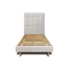 Sommeil De Plomb Lit avec tête de lit capitonnée velours et sommier kit - Lit en bois massif