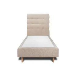 Sommeil De Plomb Lit avec tête de lit capitonnée tissu et sommier tapissier - Lit en bois massif