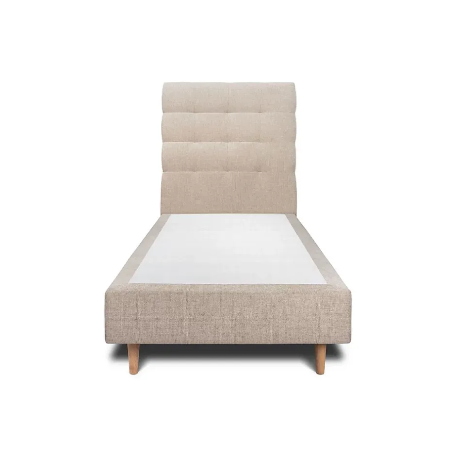 Sommeil De Plomb Lit avec tête de lit capitonnée tissu et sommier tapissier - Lit en bois massif