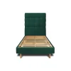 Sommeil De Plomb Lit avec tête de lit capitonnée velours et sommier kit - Lit en bois massif